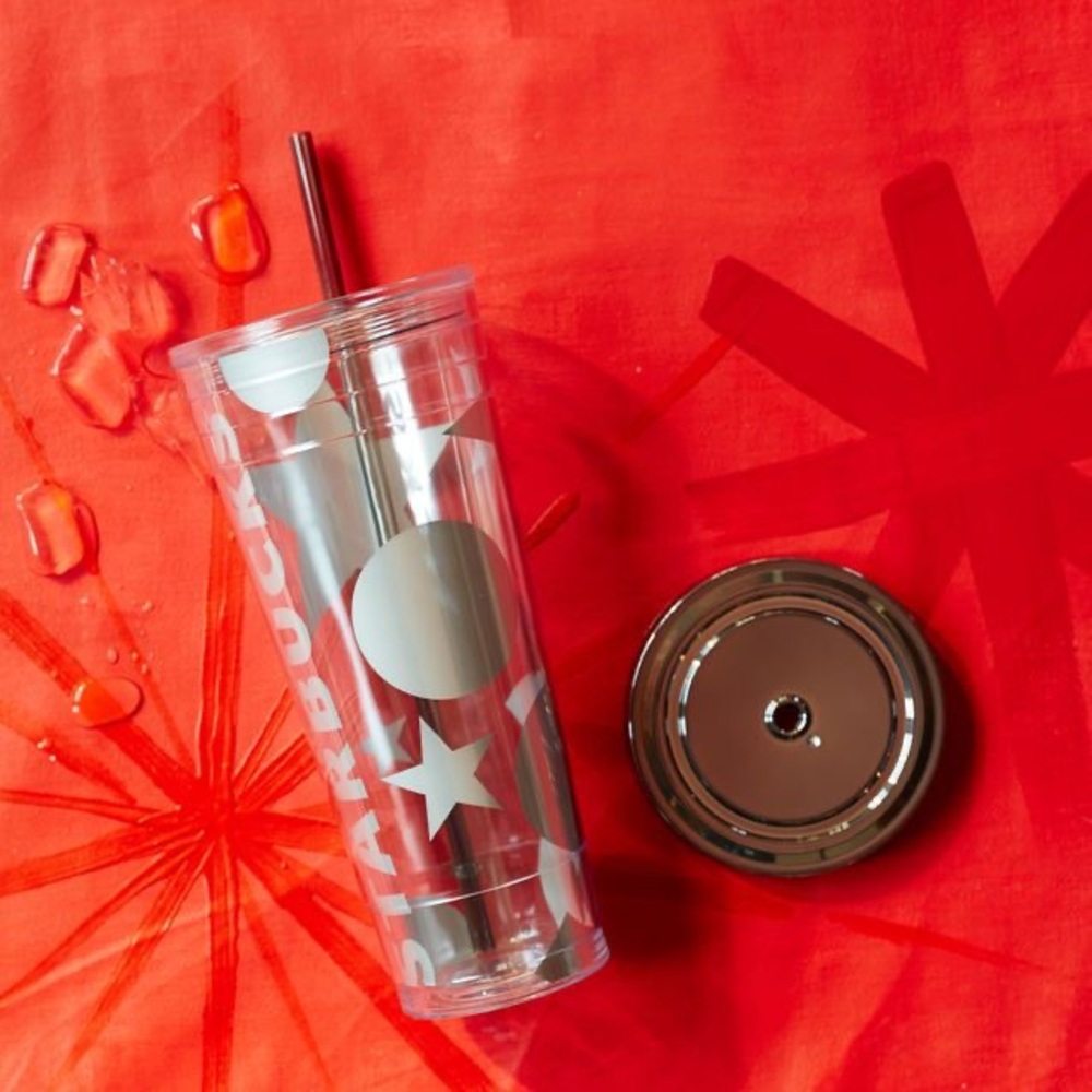 24oz Starbucks Transparent Tumbler with Silver Lid